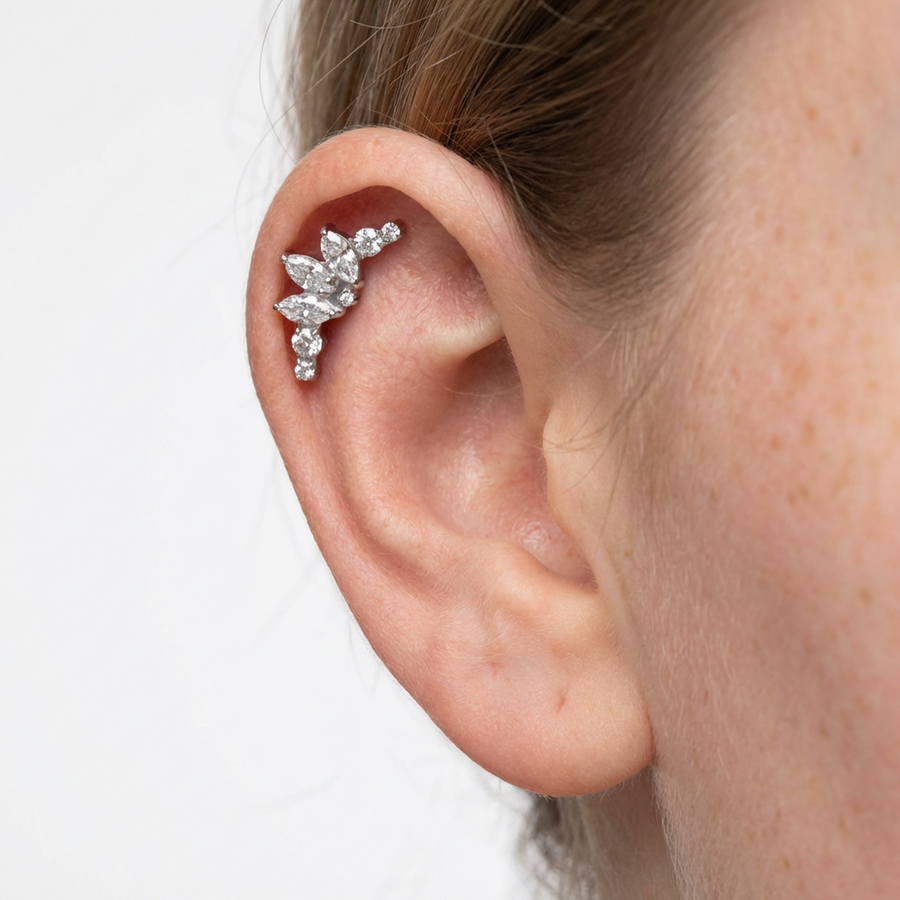 Piercing con zirconi in Titanio G23- Piercing per Lobo, helix, forward helix, conch, flat, tragus