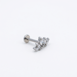 Piercing Helix a Corona Floreale in Acciaio Chirurgico con Zirconi