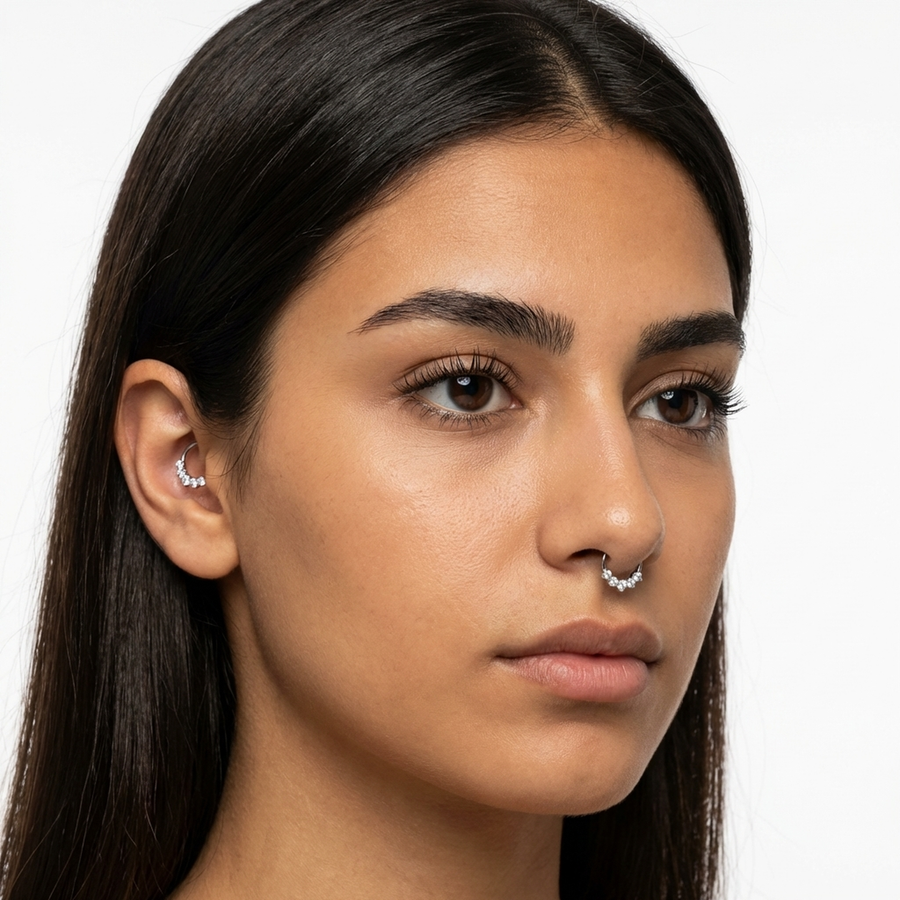 Piercing con zirconi in Titanio G23 - Piercing per Lobo, helix, daith, septum