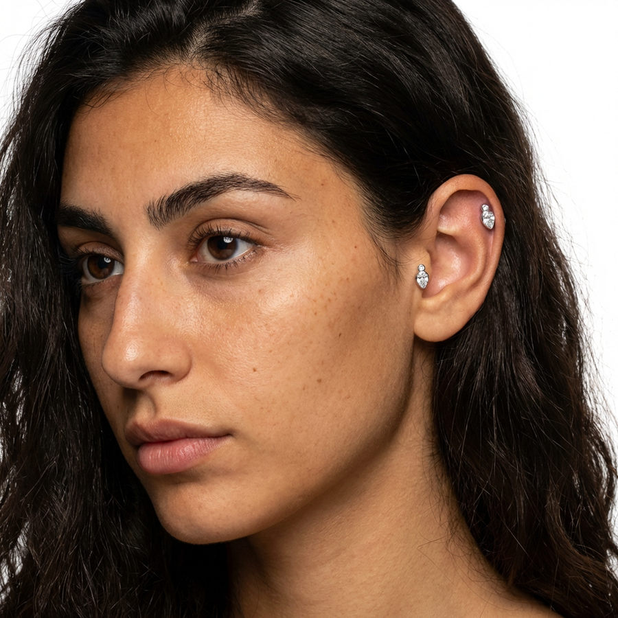 Piercing con zircone in Titanio G23- Piercing per Lobo, helix, forward helix, conch, flat, tragus
