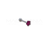 Barbell in Acciaio Chirurgico 316L con Pallina e Fiore Glitterato