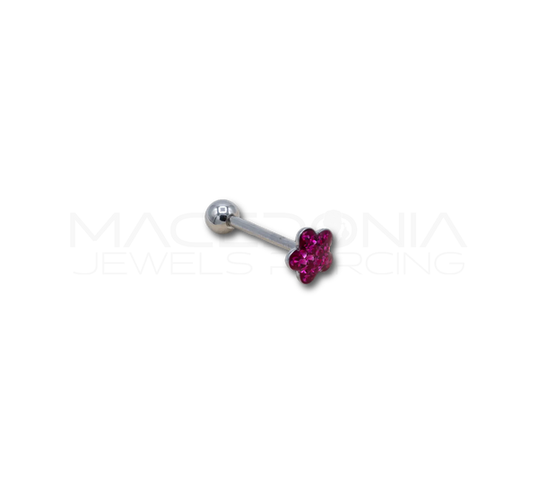 Barbell in Acciaio Chirurgico 316L con Pallina e Fiore Glitterato