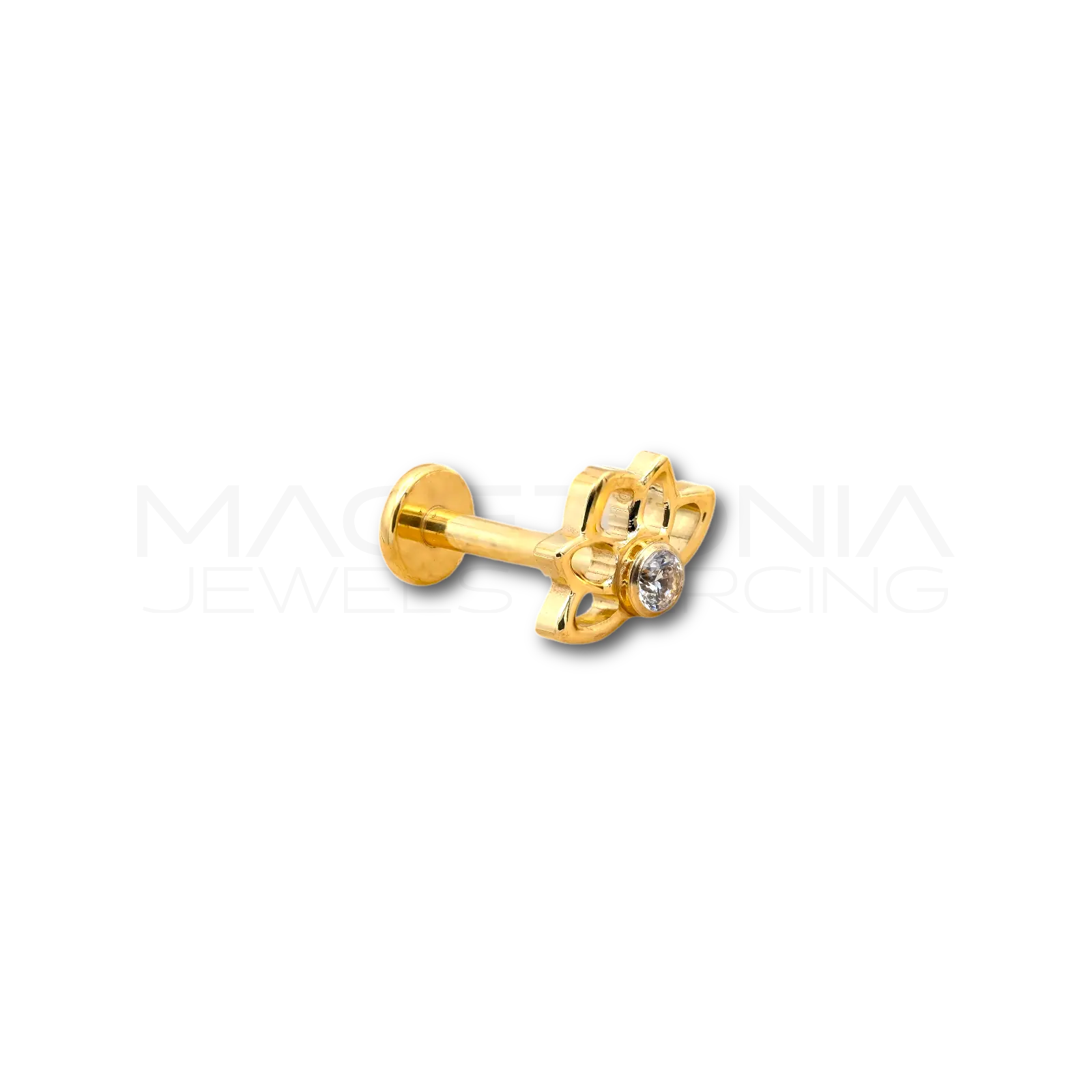 PIERCING CON ZIRCONE E CORONCINA A FORMA DI FIORE  - TITANIO