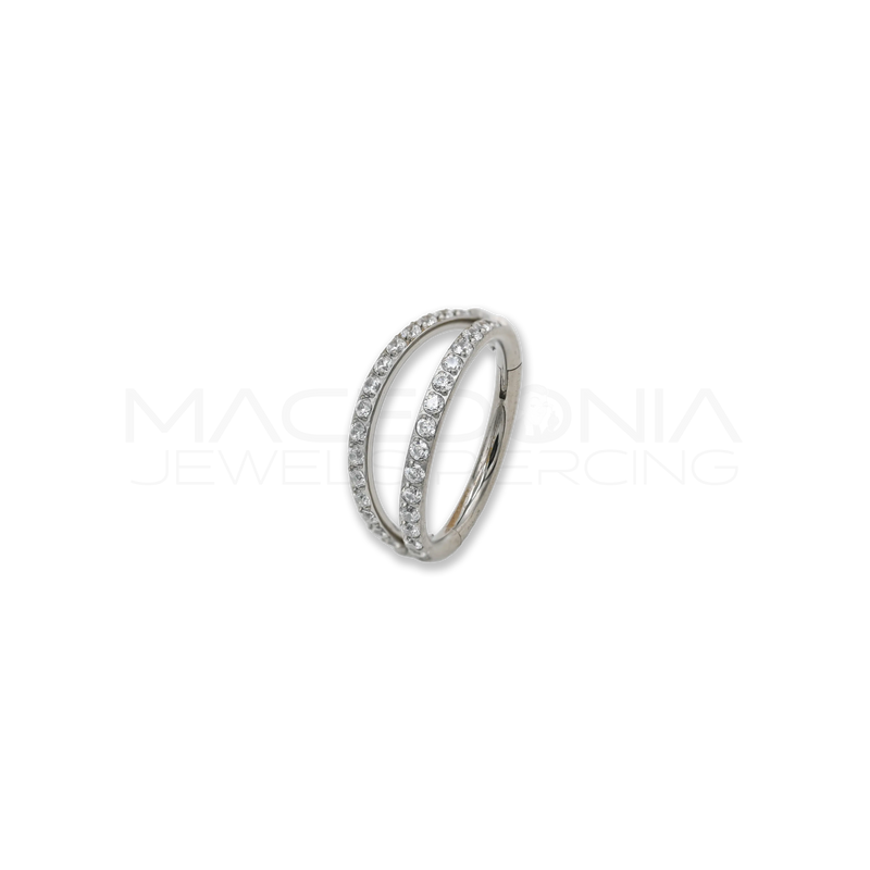 Piercing Clicker in Titanio con Doppia Fascia di Zirconi