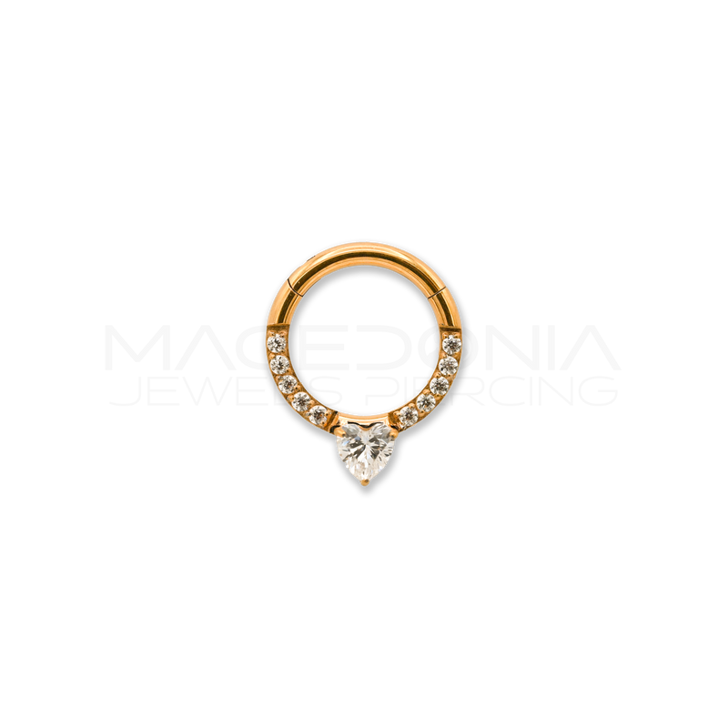 Piercing Clicker in Titanio g23 con Zircone a Forma di Cuore