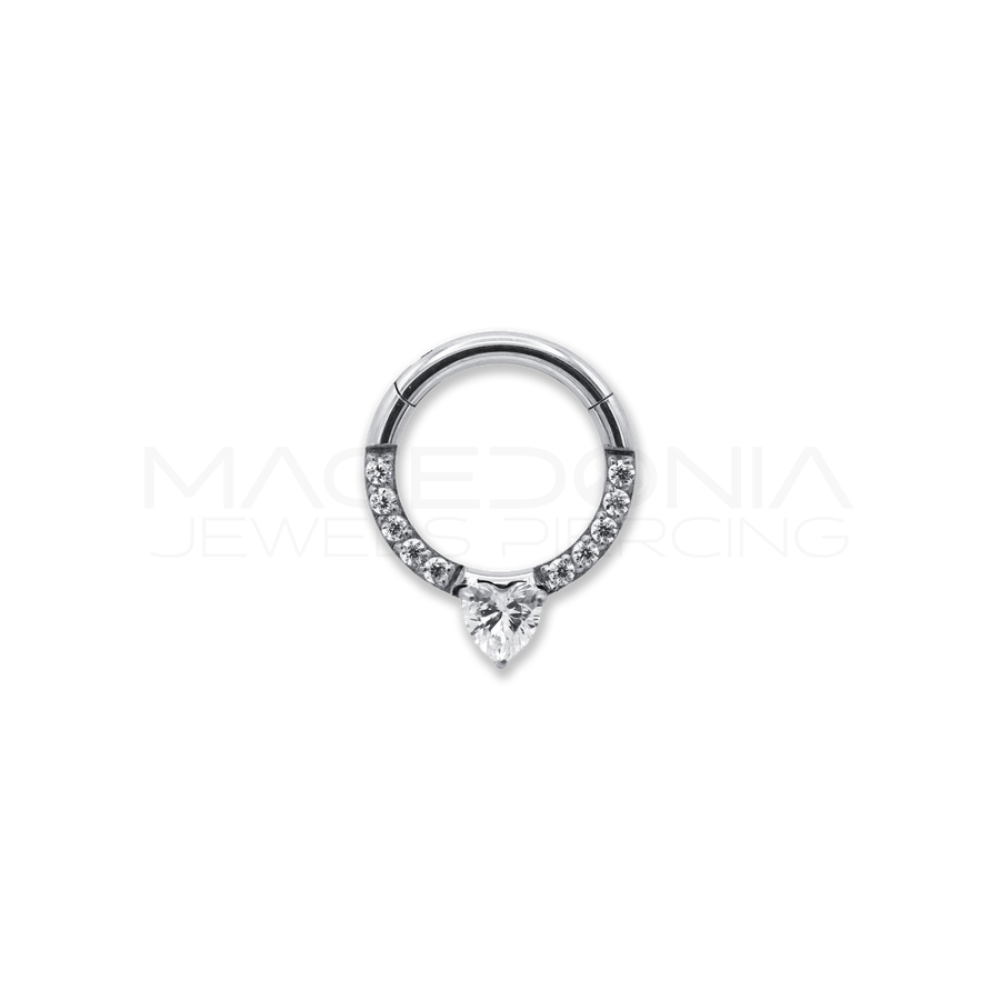 Piercing Clicker in Titanio g23 con Zircone a Forma di Cuore