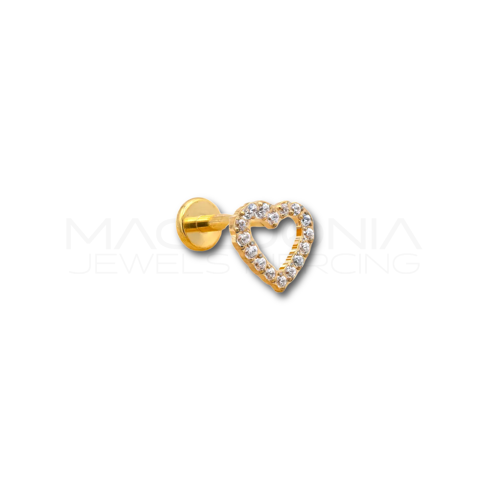 PIERCING CON CORONCINA DI ZIRCONI A FORMA DI CUORE - TITANIO