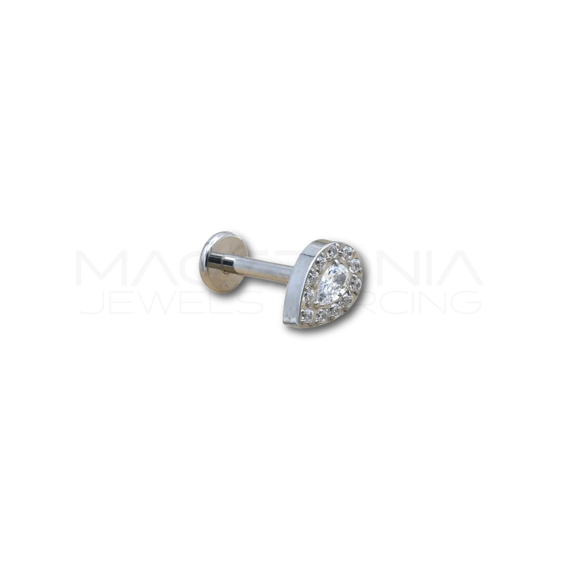 Piercing in titanio con zirconia incastonata a forma di petalo