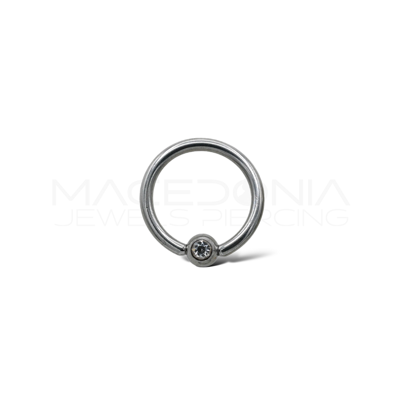Piercing a incastro in acciaio chirurgico 316L con pallina e zircone, colore argento