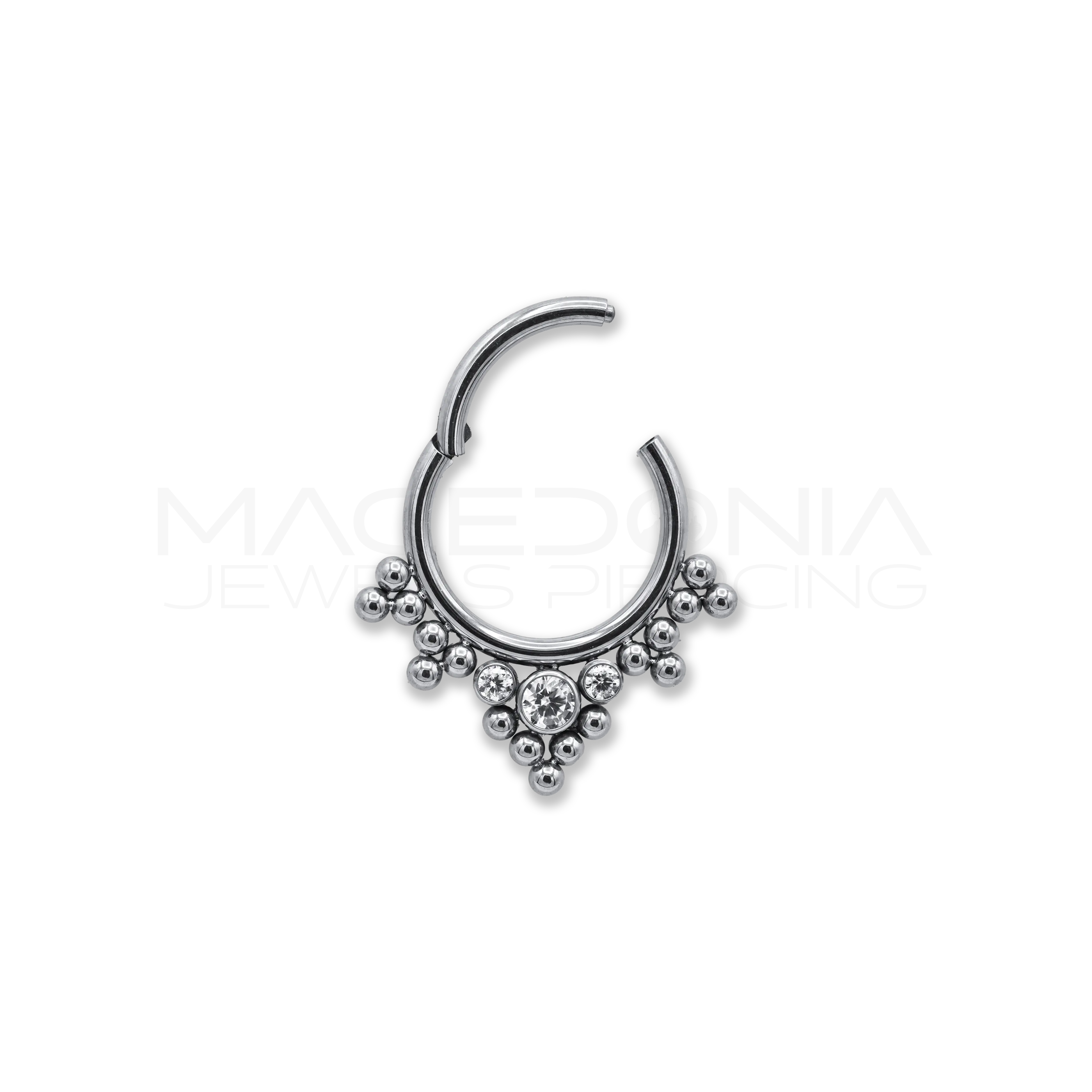 CERCHIO CON ZIRCONI CHIUSURA CLICKER TITANIO G23
