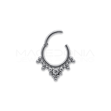 CERCHIO CON TRIDENTE DI ZIRCONI CHIUSURA CLICKER TITANIO G23