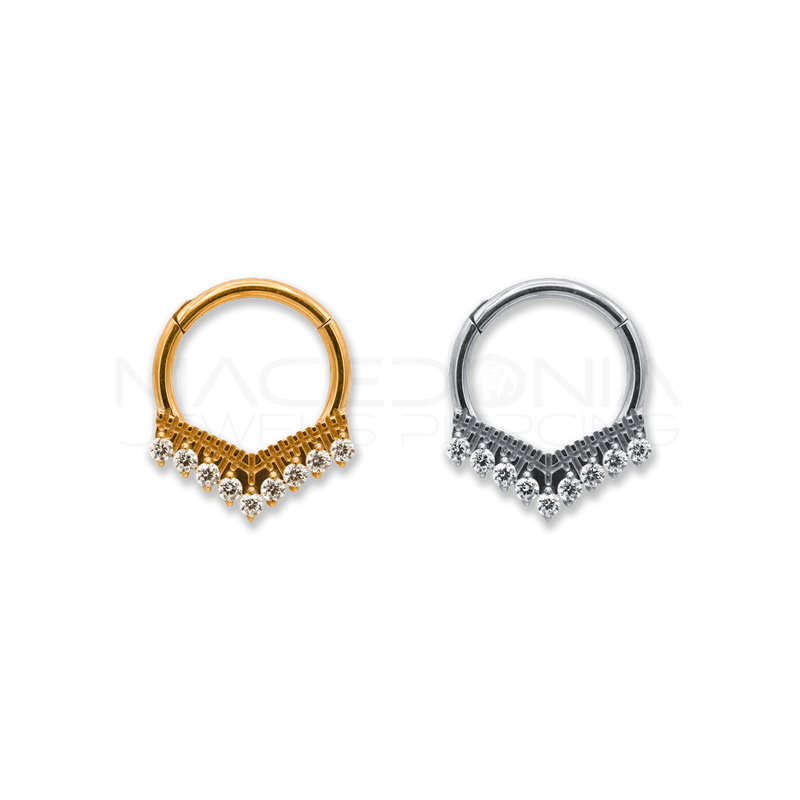 CERCHIO CON PICCOLA CORONA ZIRCONI CHIUSURA CLICKER TITANIO G23