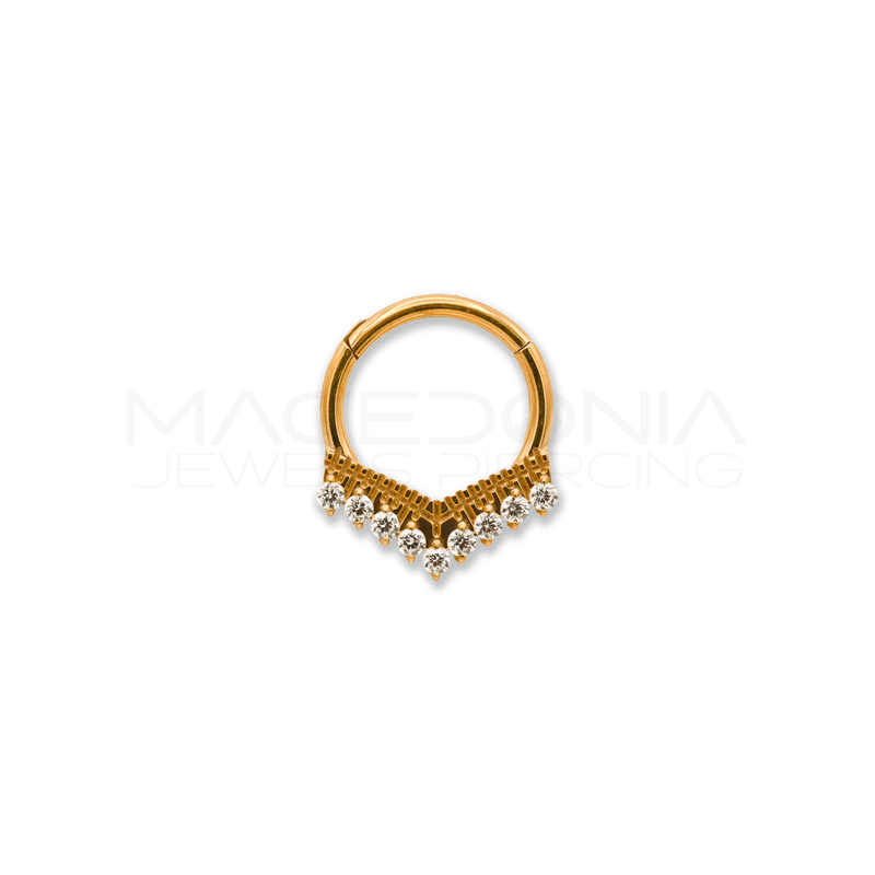 CERCHIO CON PICCOLA CORONA ZIRCONI CHIUSURA CLICKER TITANIO G23