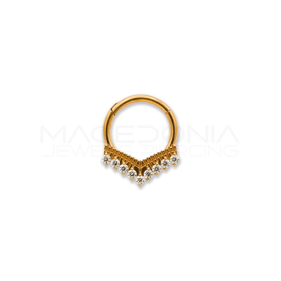 CERCHIO CON PICCOLA CORONA ZIRCONI CHIUSURA CLICKER TITANIO G23