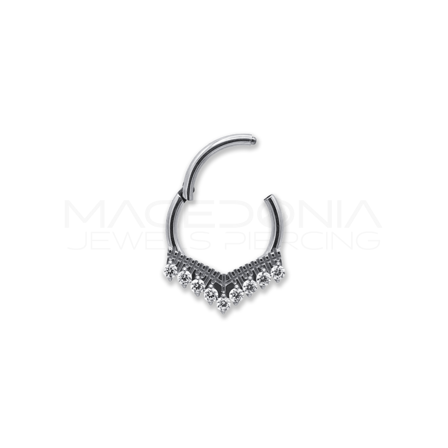 CERCHIO CON PICCOLA CORONA ZIRCONI CHIUSURA CLICKER TITANIO G23