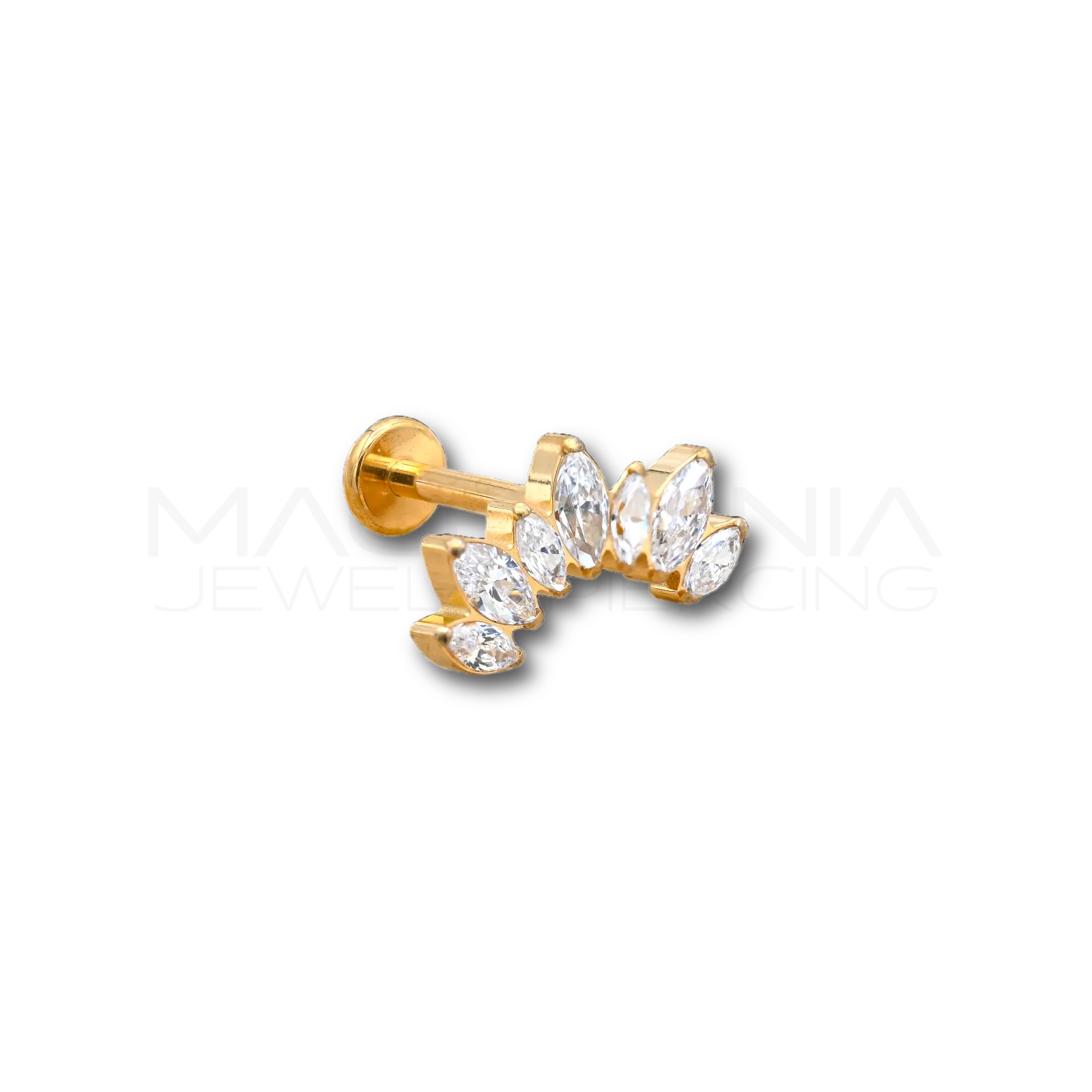 PIERCING CON CORONA DI ZIRCONCINI INCASTONATI A FORMA DI FIORE - TITANIO