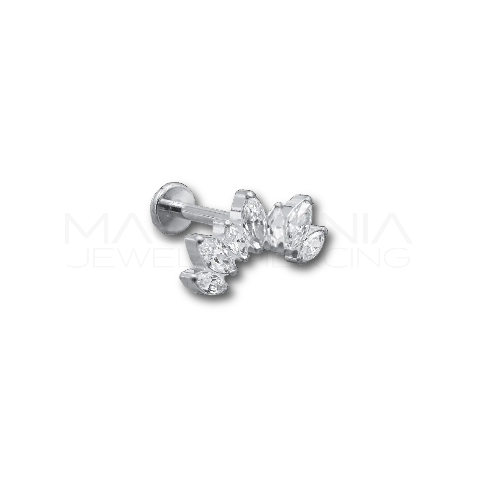 PIERCING CON CORONA DI ZIRCONCINI INCASTONATI A FORMA DI FIORE - TITANIO
