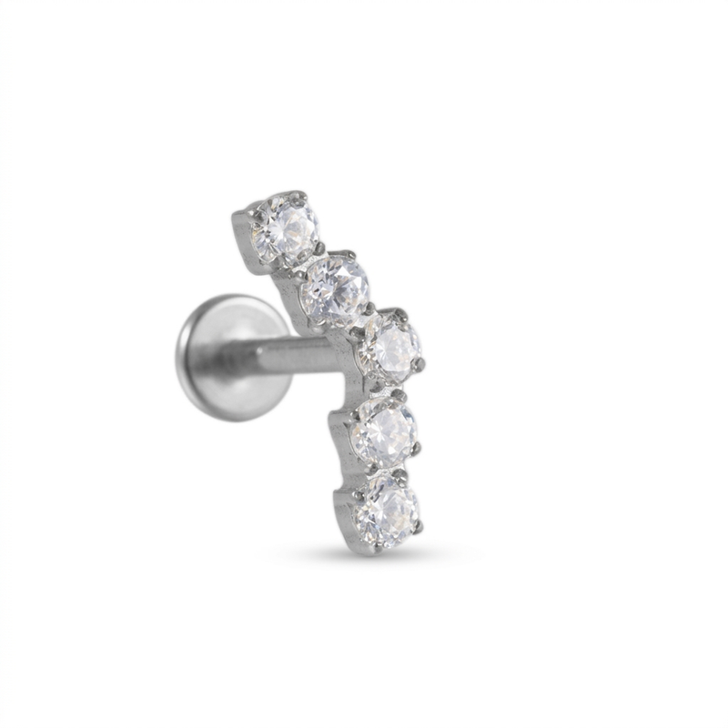 Piercing con zirconi in Titanio G23- Piercing per Lobo, helix, forward helix, conch, flat, tragus