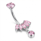 Piercing con zirconi rosa in Titanio G23- Piercing per ombelico