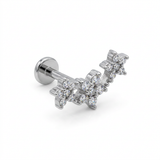 Piercing a Tre Fiori in Acciaio Chirurgico con Zirconi