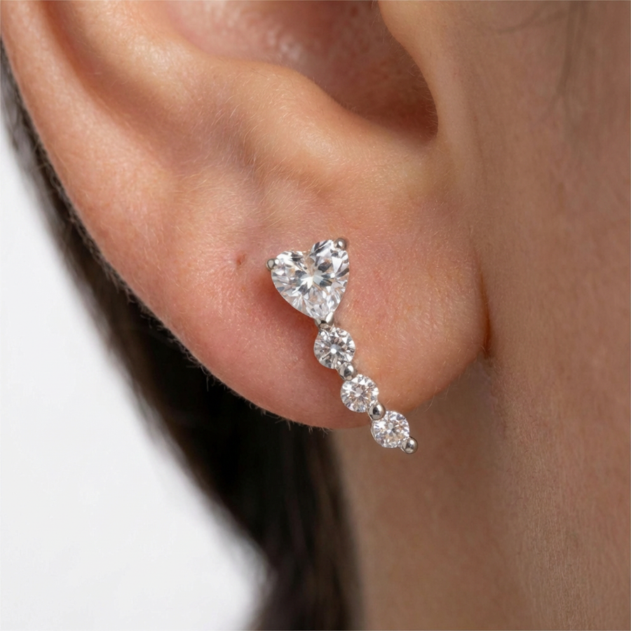 Barretta con cuore e zirconi in Titanio - Piercing per orecchio