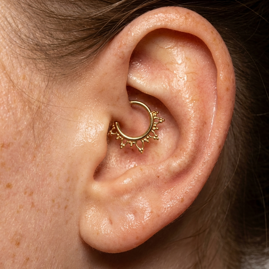 Piercing con zirconi e coroncina in Titanio G23 - Piercing per Lobo, helix, daith, septum