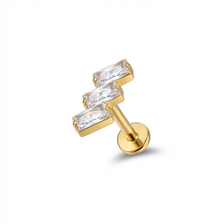 Piercing con zirconi in Titanio G23- Piercing per Lobo, helix, forward helix, conch, flat, tragus