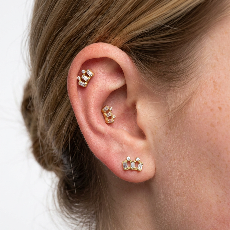 Piercing con zirconi in Titanio G23- Piercing per Lobo, helix, forward helix, conch, flat, tragus