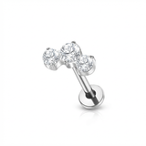 Piercing con tre zirconi in Titanio G23 - Piercing per lobo, helix, forward helix, conch, flat, tragus