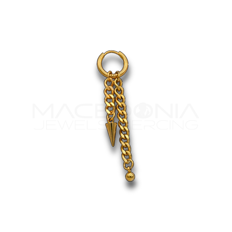 Piercing con Doppia Catenina e Cono in Acciaio Chirurgico 316L