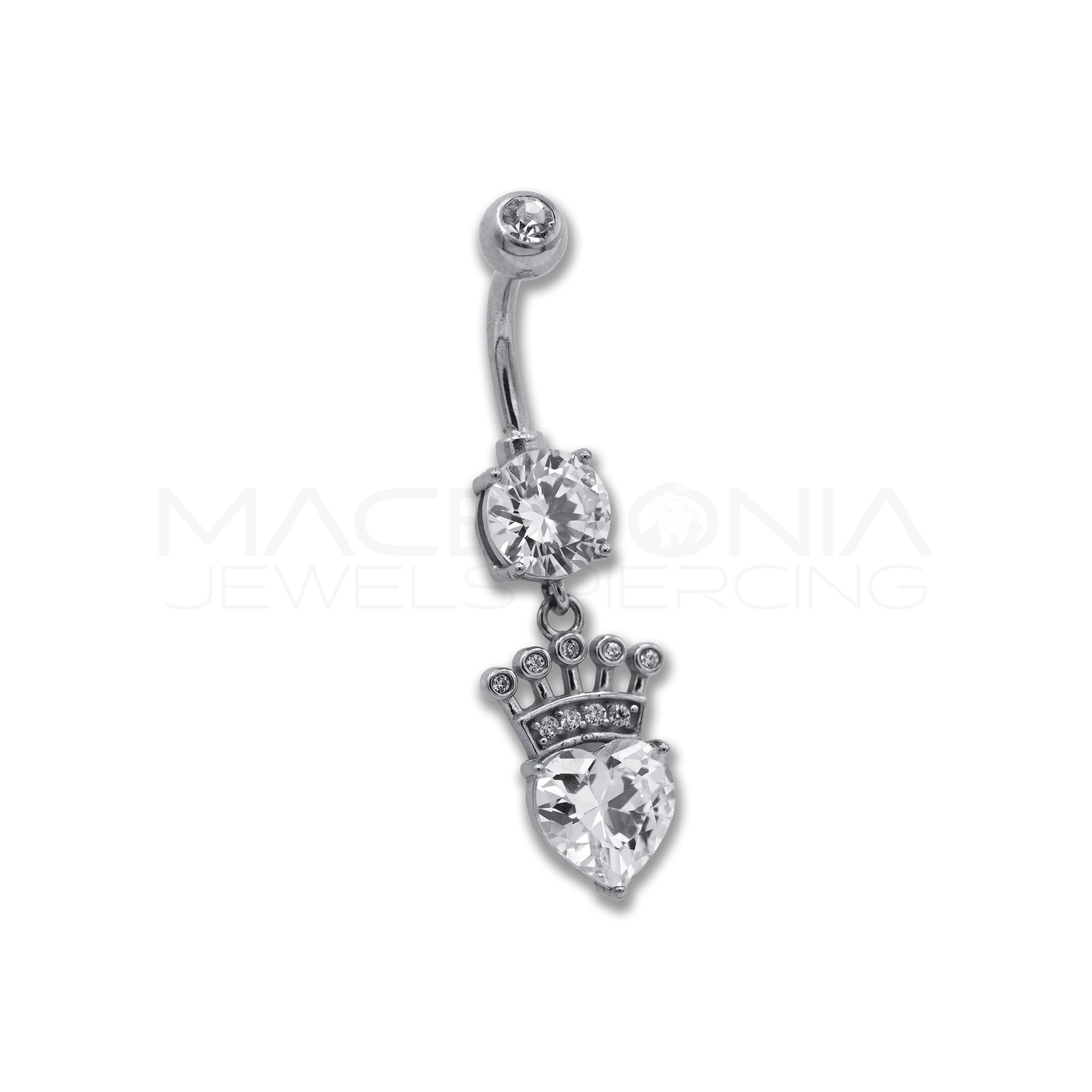BANANA CON ZIRCONE E CORONA PENDENTE ZIRCONATA A FORMA DI CUORE