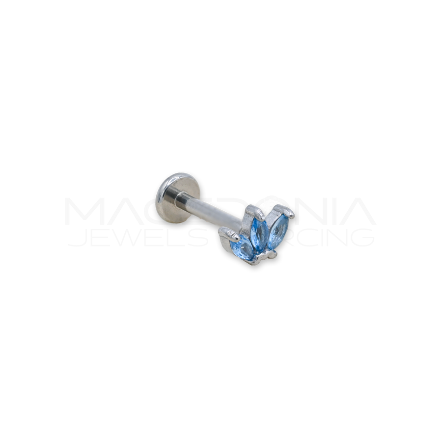 Barretta con Tre Foglie Zirconate in acciaio chirurgico 316L