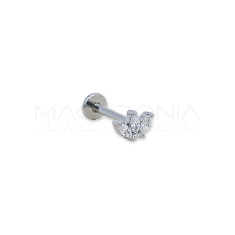 Piercing Floreale in Acciaio Chirurgico con Zirconi