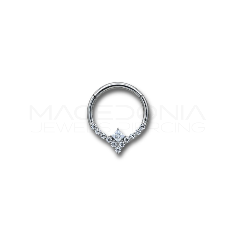 Piercing Titanio Cerchietto con Triangolo Brillante