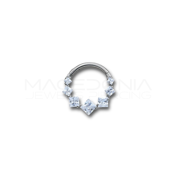 Cerchietto Titanio G23 Zirconi a Rombi Incastonati