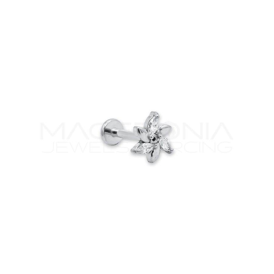 Barretta con Fiore Zirconato in acciaio chirurgico 316L