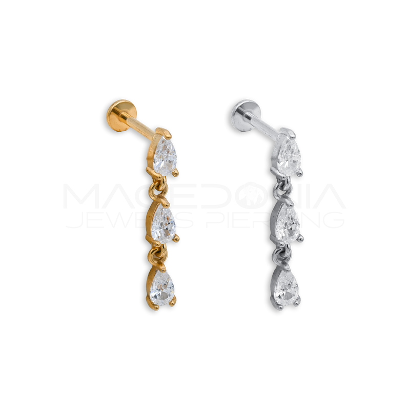 Barretta con Gocce Zirconate Pendenti