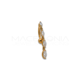 Banana per ombelico in acciaio chirurgico 316L con quattro gocce di zircone pendenti luminose