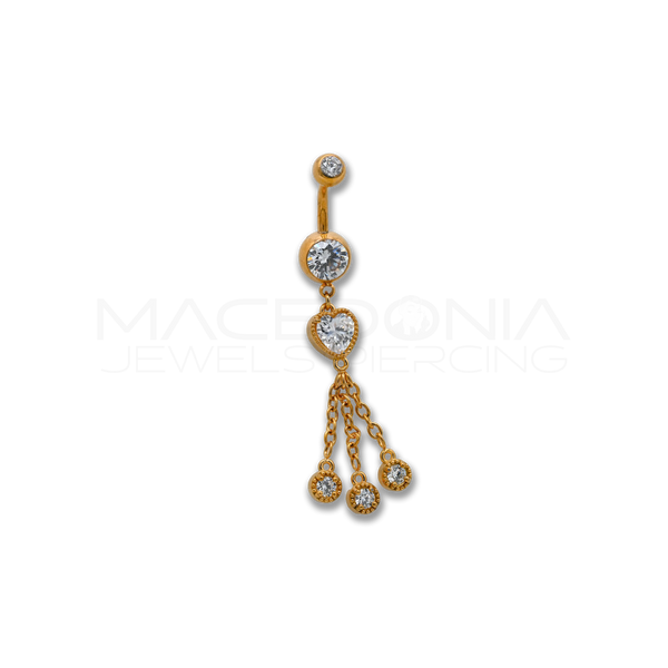 BANANA CON CUORE E TRE ZIRCONI PENDENTI