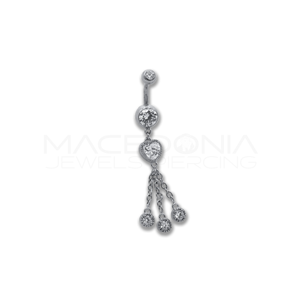 BANANA CON CUORE E TRE ZIRCONI PENDENTI