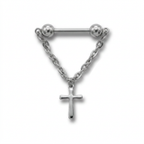 Piercing da Capezzolo in Acciaio Chirurgico 316L con Catenina e Croce