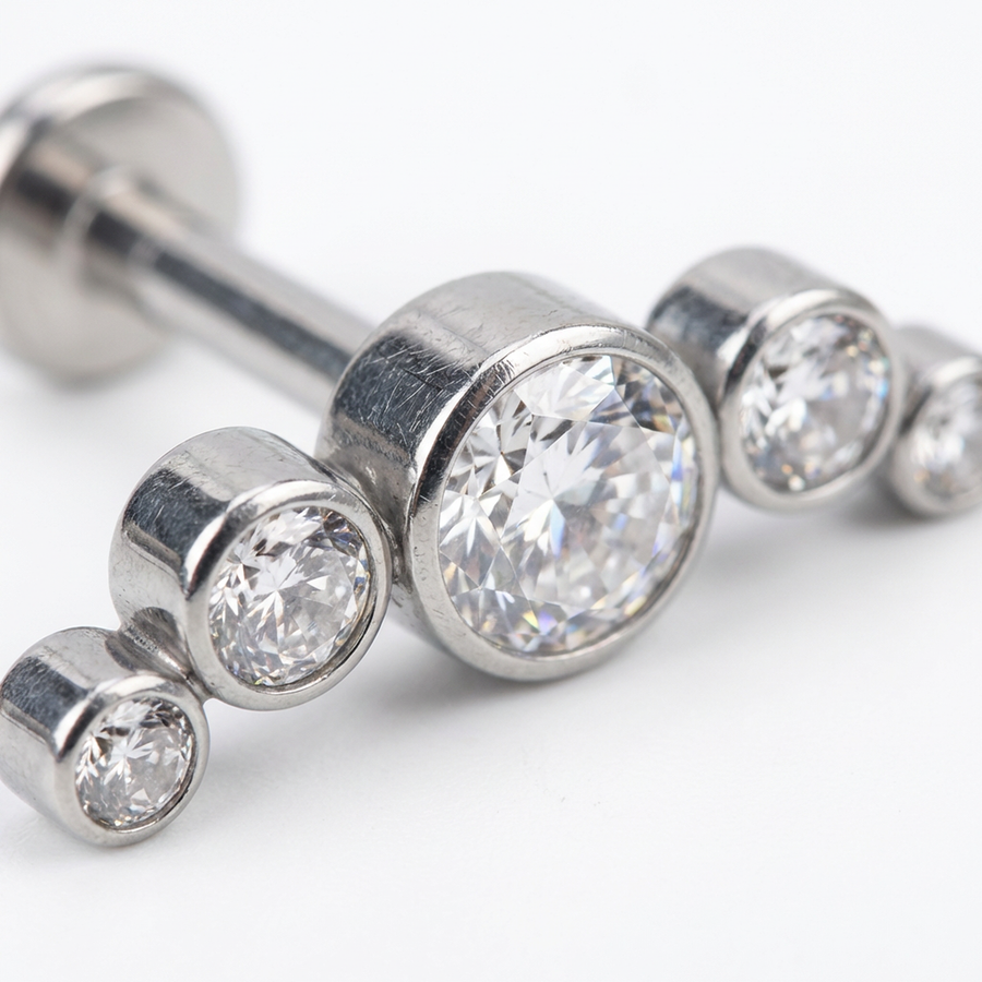 Piercing con zirconi in Titanio G23- Piercing per Lobo, helix, conch, flat
