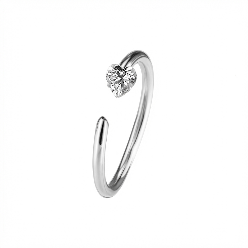 Piercing con cuoricino di zircone in Titanio G23- Piercing per naso