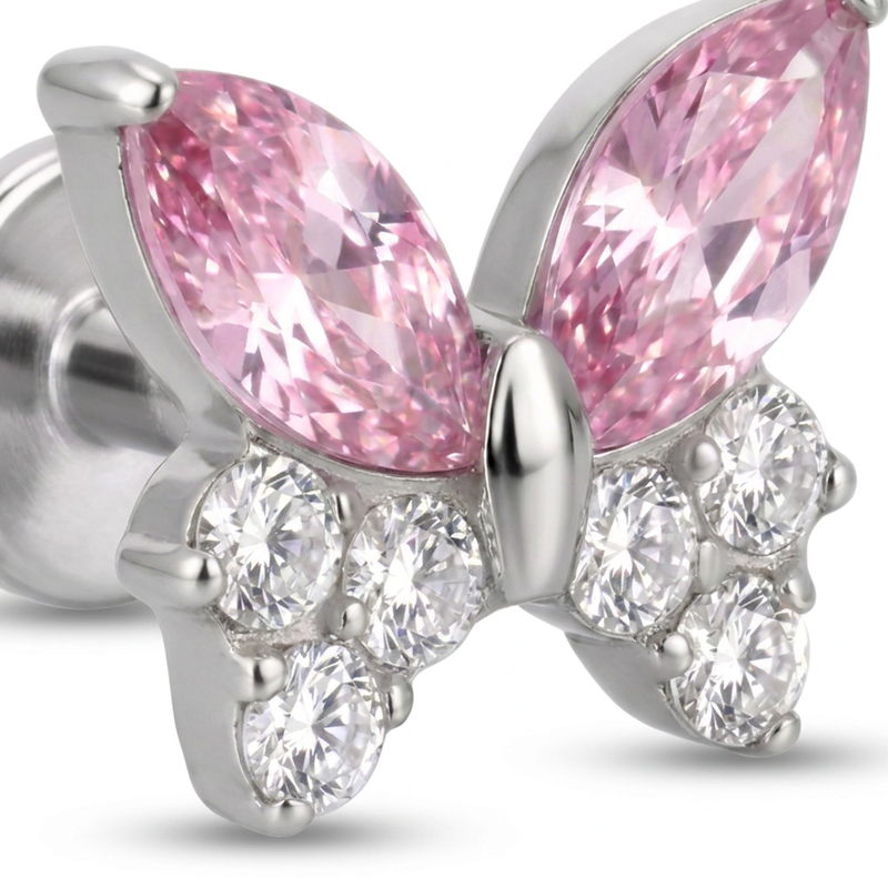Silver, pink+white