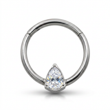 piercing chiusura clicker con zircone a forma di goccia