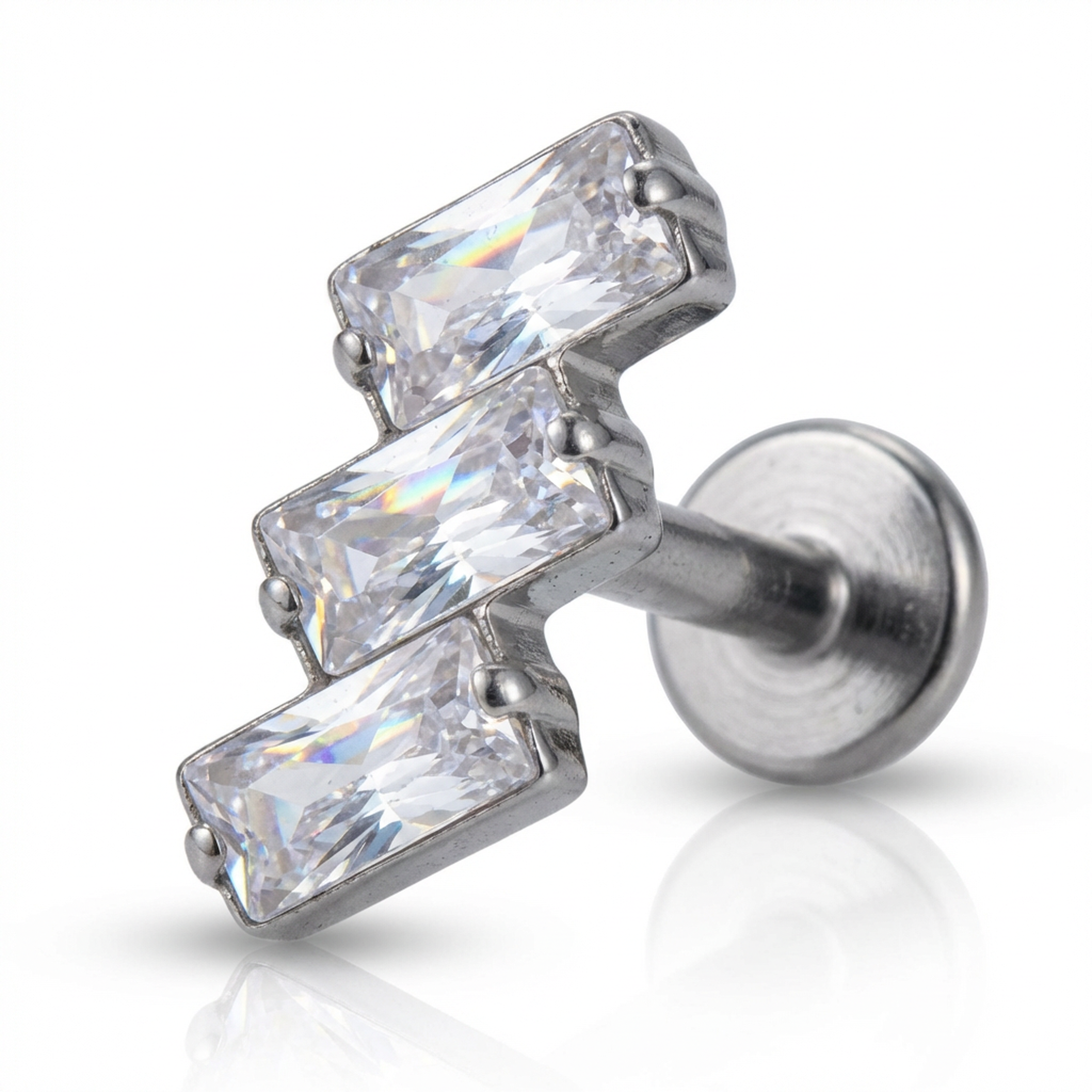 Piercing con zirconi in Titanio G23- Piercing per Lobo, helix, forward helix, conch, flat, tragus