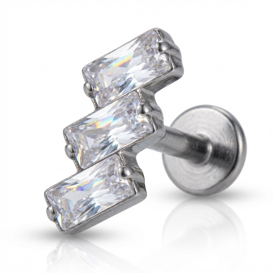 Piercing con zirconi in Titanio G23- Piercing per Lobo, helix, forward helix, conch, flat, tragus