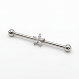 Piercing Barretta Industrial con Palline e Fiore di Zirconi