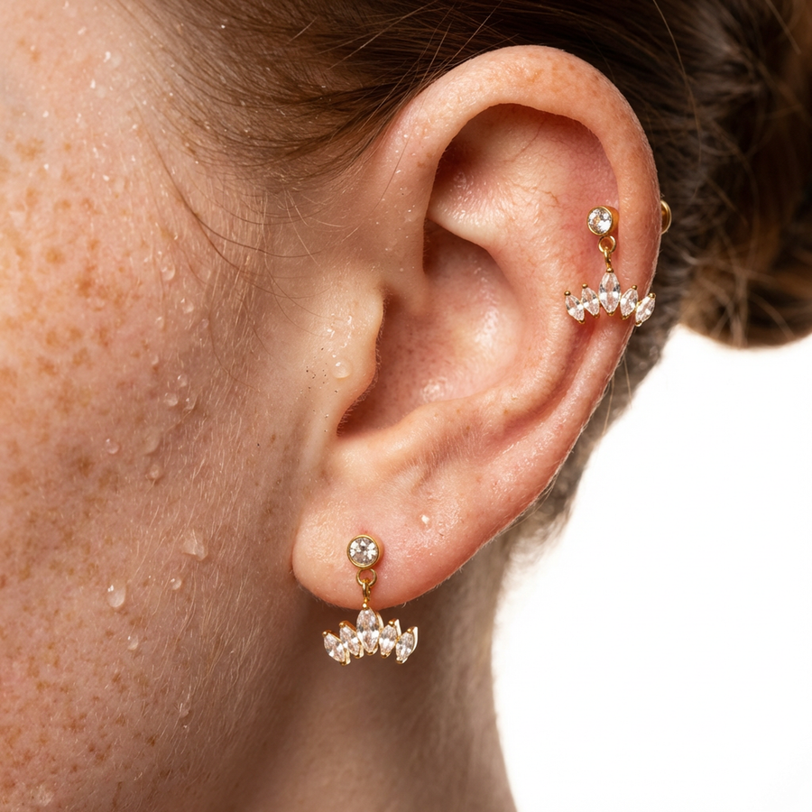 Piercing con cinque petali pendenti in Titanio - Piercing per orecchio
