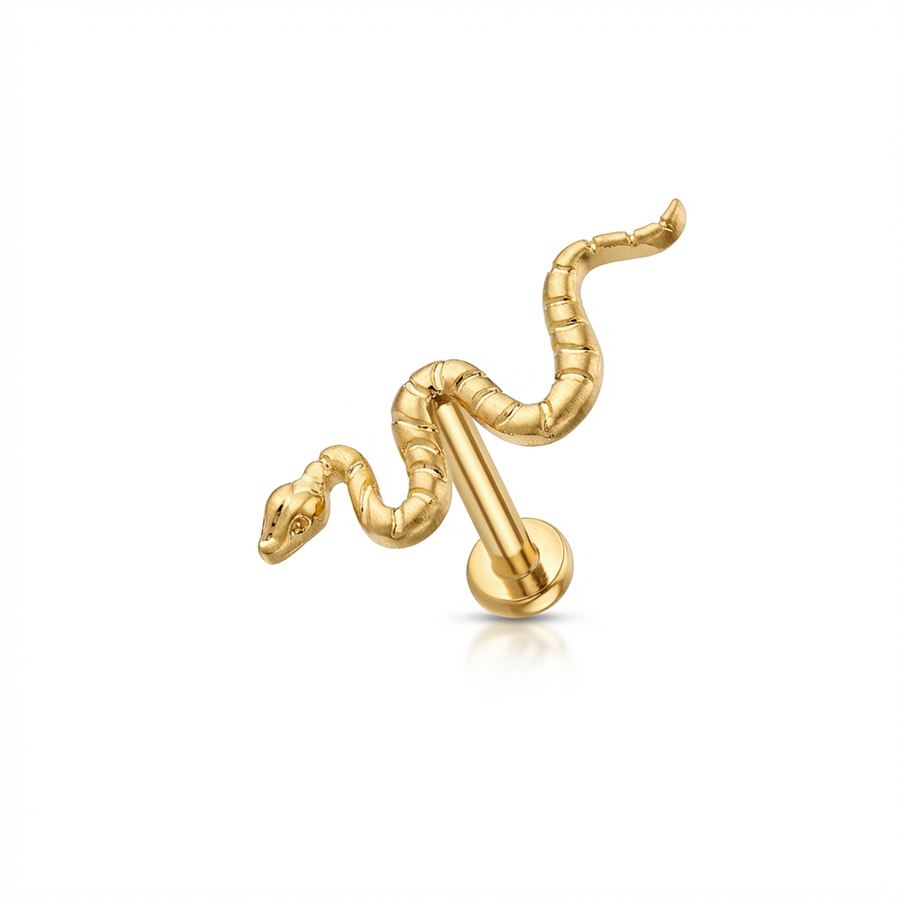 Piercing con serpente in Titanio G23- Piercing per Lobo, helix, forward helix, conch, flat, tragus